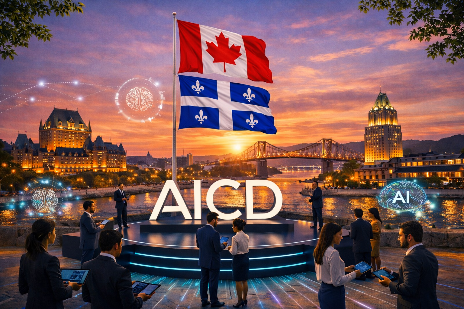 Visuel promotionnel de AI Community Days Québec 2026, événement bilingue sur l’intelligence artificielle organisé à Québec les 22 et 23 juin 2026.